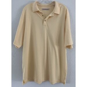 Tommy Bahama Cream Striped Modal Blend Polo Shirt Casual Golf Resort Wear XL